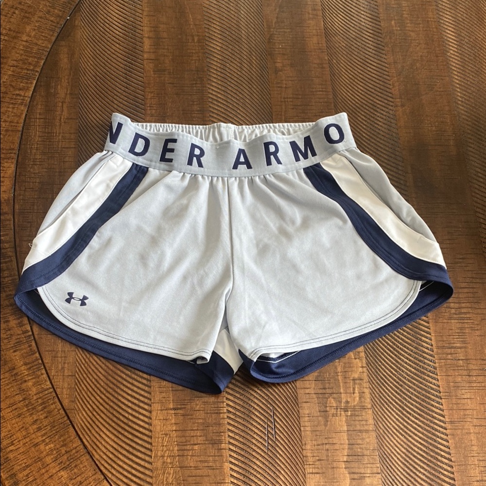 Under Armour Gray and Blue Athletic Shorts Moisture-Wicking Performance